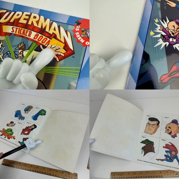 2 Vtg 90s Superman Super Heroes Soft Cover Sticker Book Paint w Water DC Comics - Picture 10 of 13